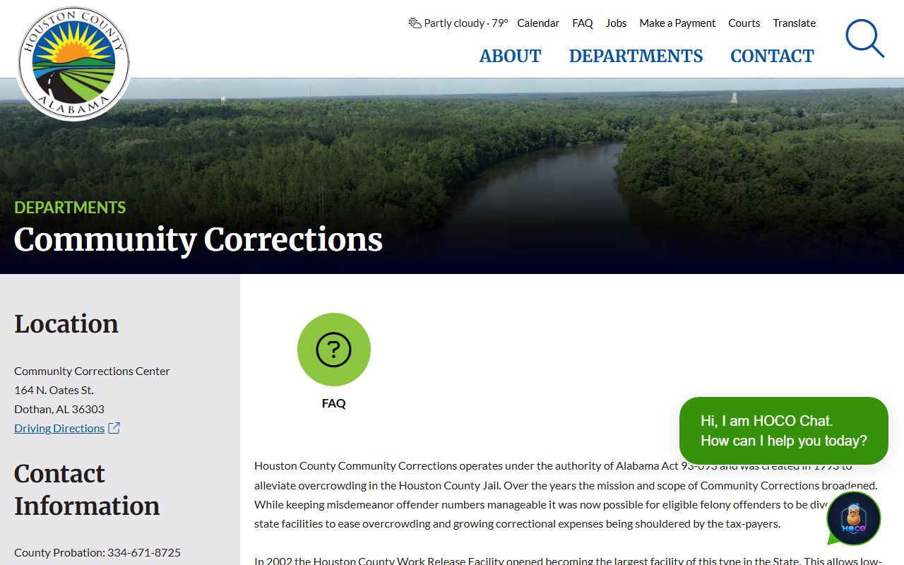 Houston County Community Corrections Center work release facility information